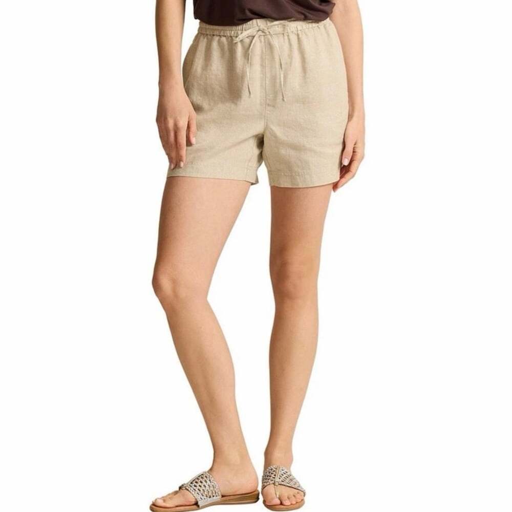 Tommy Bahama Women’s S 100% Linen Pull On Shorts Beige Tan 5” Inseam